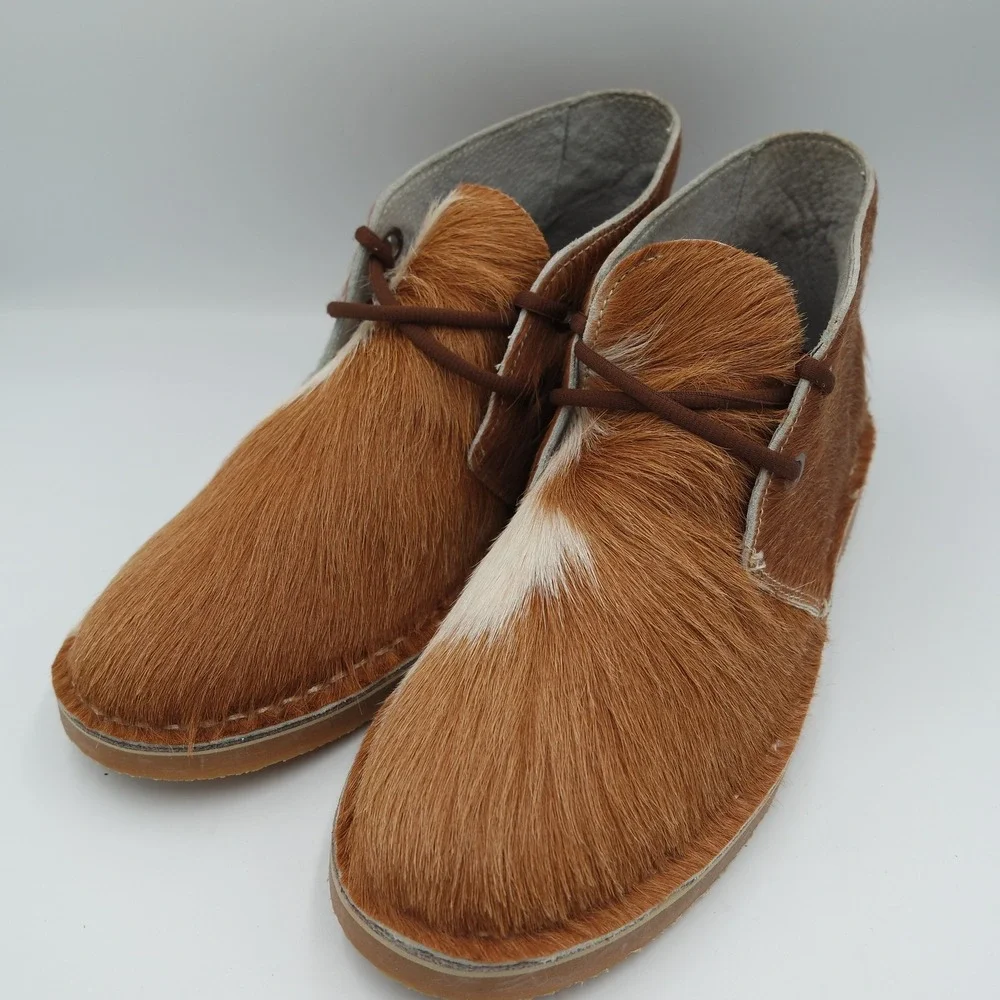 UWEZO Mens Ginger Hair-On Cowhide Veldskoene Chukka Boots South African 11.5